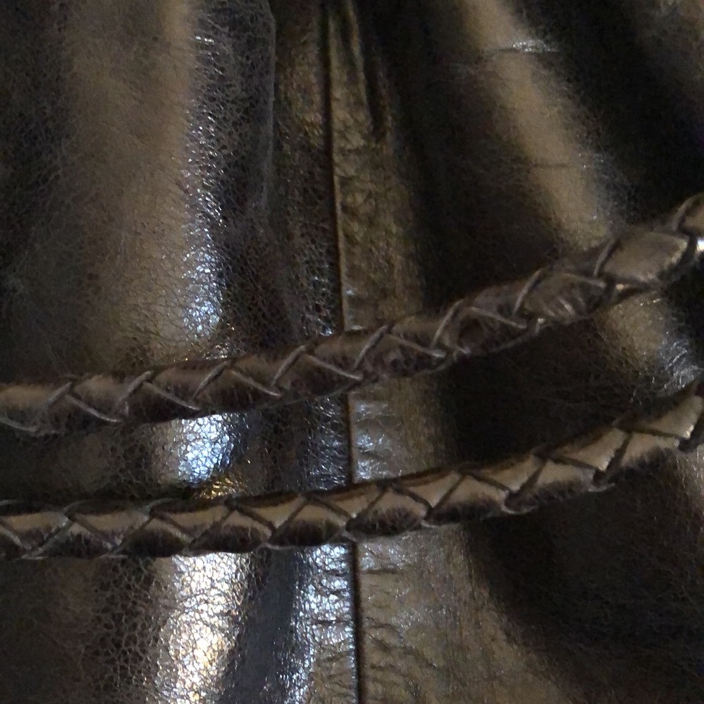 Aqua Black Leather Drawstring Bag - image 3